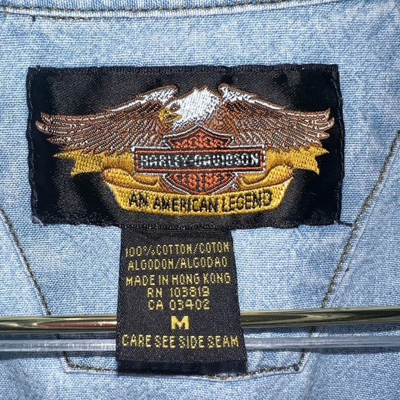 Harley-Davidson Denim Vest | Y2K Vintage | Size M - Picture 8 of 9